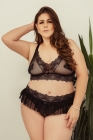 CONJUNTO PLUS SIZE SEM BOJO COM GUIPURE NO SEIO E CALCINHA COM BABADINHO ESTILO SAINHA Ref.: 2478 TAM.54