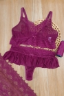 CONJUNTO PLUS SIZE SEM BOJO COM GUIPURE NO SEIO E CALCINHA COM BABADINHO ESTILO SAINHA Ref.: 2478 TAM.54